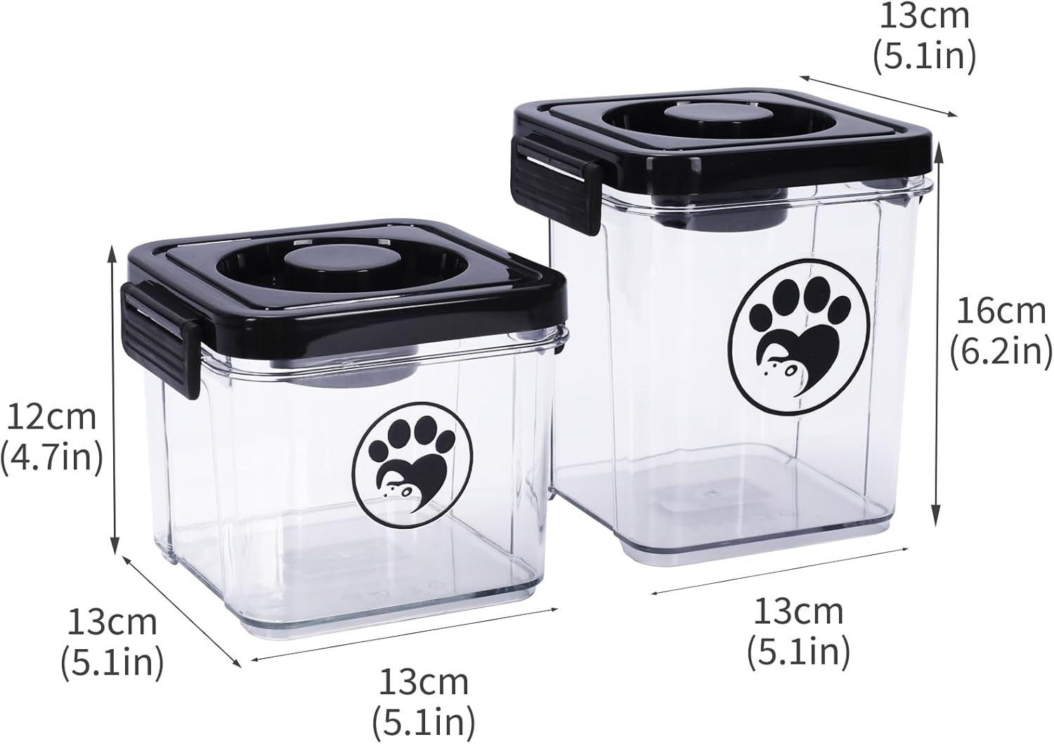 Dog Treat Container, Dog Food Storage with 2 Jars, Airtight Pet Treat Storage with Lids,Small Pet Food Container, Puppy Treats Bin for Kitchen Counter,Freshness Seal-Clear, Rectangle