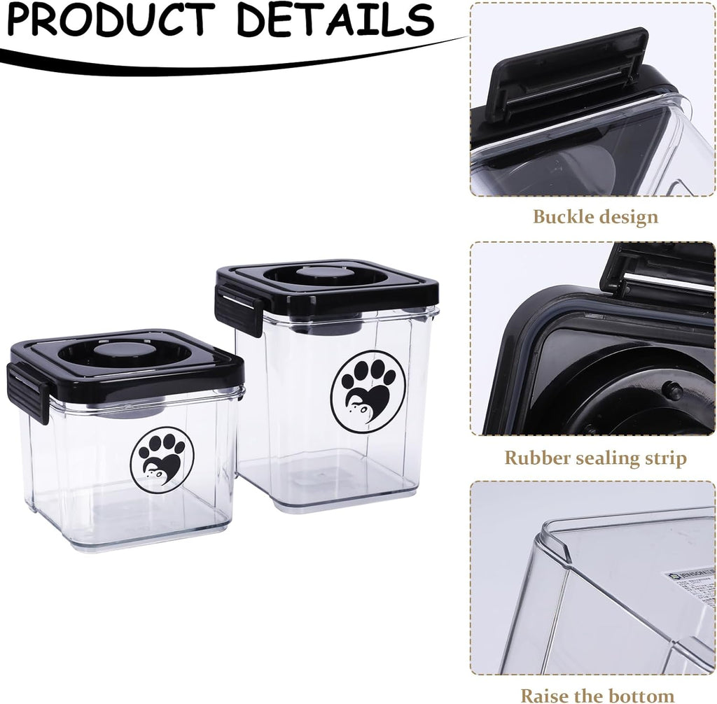 Dog Treat Container, Dog Food Storage with 2 Jars, Airtight Pet Treat Storage with Lids,Small Pet Food Container, Puppy Treats Bin for Kitchen Counter,Freshness Seal-Clear, Rectangle