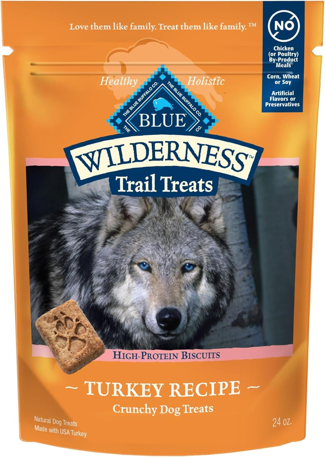 Wilderness Trail Treats High Protein Grain Free Dog Biscuits Crunchy Dog Treats, Turkey Recipe, 24-Oz Bag